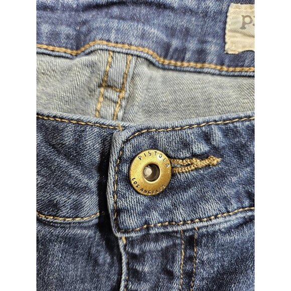 Pistola Jeans Womens 33 Medium Wash Distressed Ankle Zip Hem Stretch Pants - Picture 6 of 13